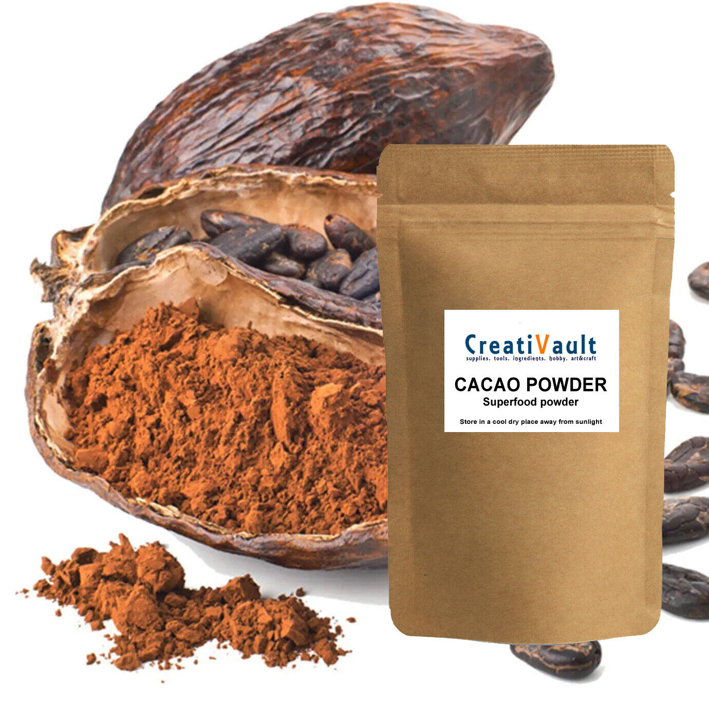 Premium Organic Raw Natural Cacao Powder Cocoa 100% Vegan Superfood 15 ...