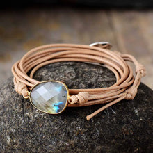 Load image into Gallery viewer, Rope Wrap Bracelet Natural Stones Labradorite Boho Long Friendship Bracelet Unique Handmade