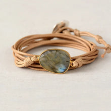 Load image into Gallery viewer, Rope Wrap Bracelet Natural Stones Labradorite Boho Long Friendship Bracelet Unique Handmade