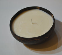 Load image into Gallery viewer, Coconut shell Candle 80+ hours Eco Soy wax Sage &amp; Benzoin essential oil scented
