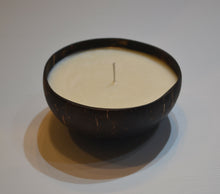 Load image into Gallery viewer, Coconut shell Candle 80+ hours Eco Soy wax Sage &amp; Benzoin essential oil scented
