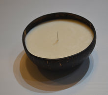 Load image into Gallery viewer, Coconut shell Candle 80+ hours Eco Soy wax Sage &amp; Benzoin essential oil scented
