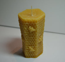 Load image into Gallery viewer, Australian Made local Pure Beeswax Pillar Beehive organic Candle.
