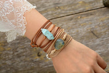 Load image into Gallery viewer, Rope Wrap Bracelet Natural Stones Labradorite Boho Long Friendship Bracelet Unique Handmade
