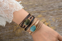 Load image into Gallery viewer, Rope Wrap Bracelet Natural Stones Labradorite Boho Long Friendship Bracelet Unique Handmade
