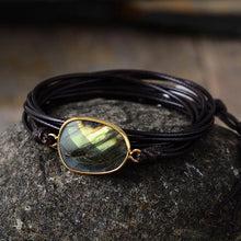 Load image into Gallery viewer, Rope Wrap Bracelet Natural Stones Labradorite Boho Long Friendship Bracelet Unique Handmade
