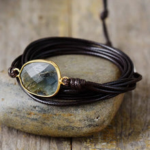 Load image into Gallery viewer, Rope Wrap Bracelet Natural Stones Labradorite Boho Long Friendship Bracelet Unique Handmade
